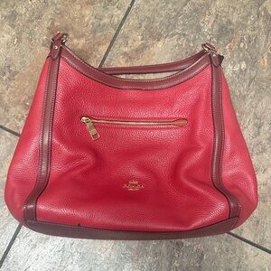 Coach Red and Brown Hobo Bag